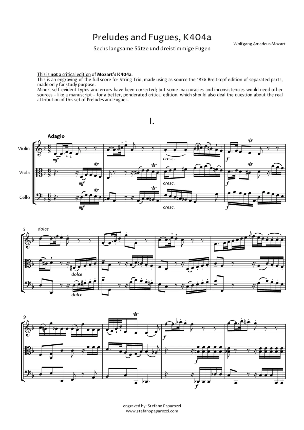 Preludes and Fugues, K.404a - Page 1