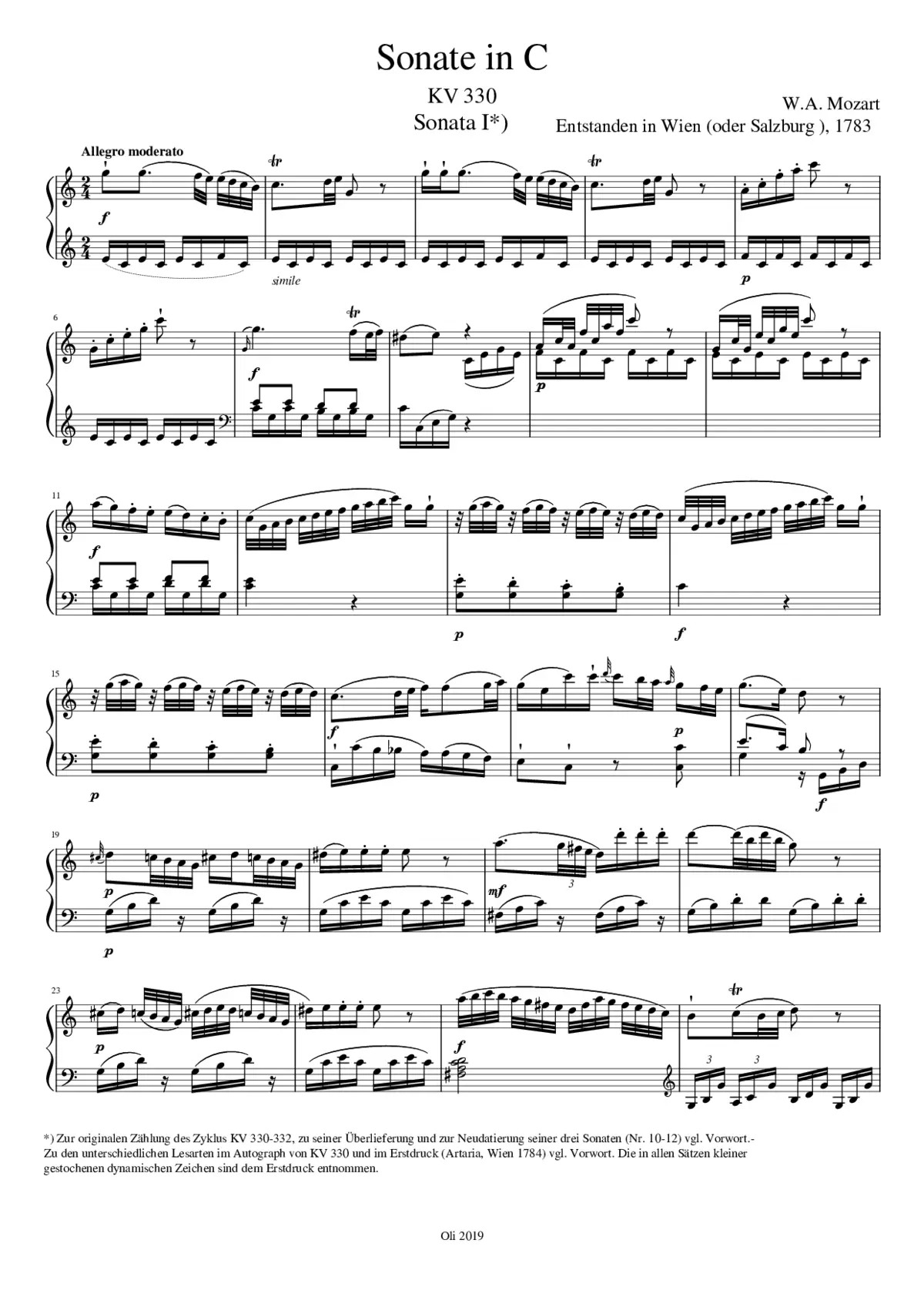 Sonate in C KV 330-1.Allegro moderato - Page 1