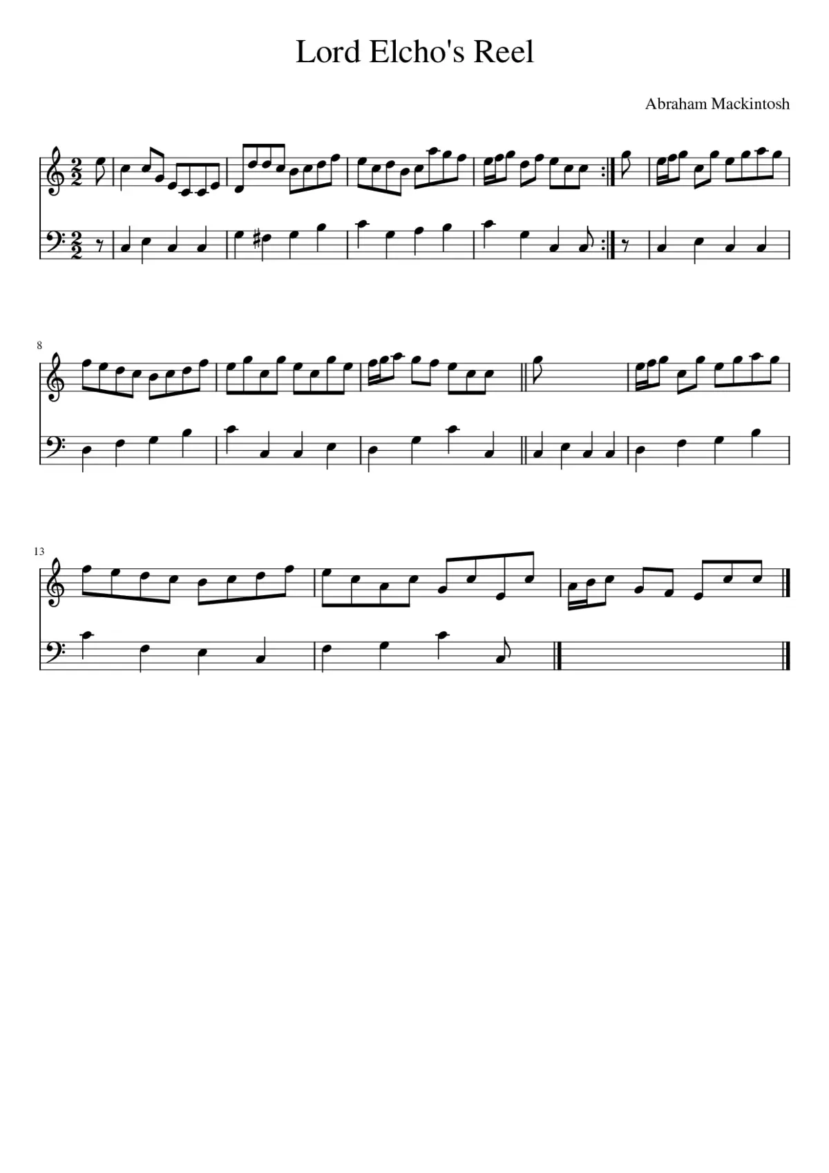 Lord Elcho's Reel - Page 1