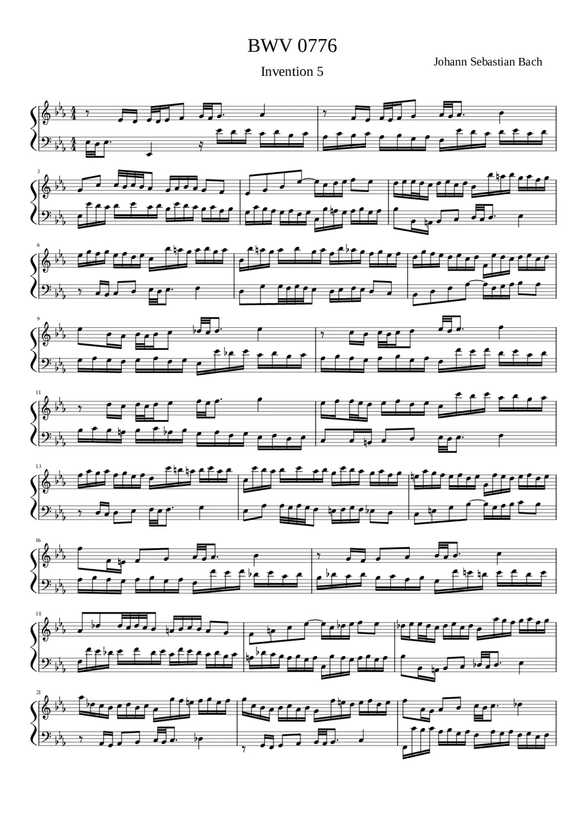 Invention in E-flat major BWV 776 - Page 1