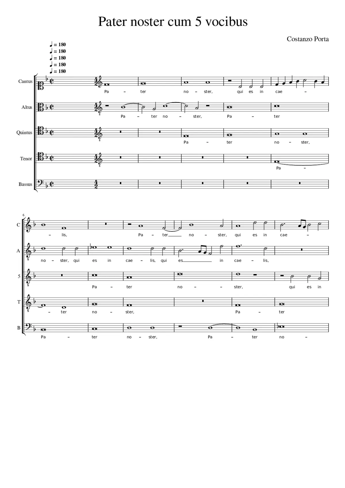 Pater noster cum 5 vocibus - Page 1