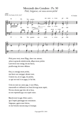 Mercredi des Cendres : Ps. 50 : Pitié, Seigneur, car nous avons péché