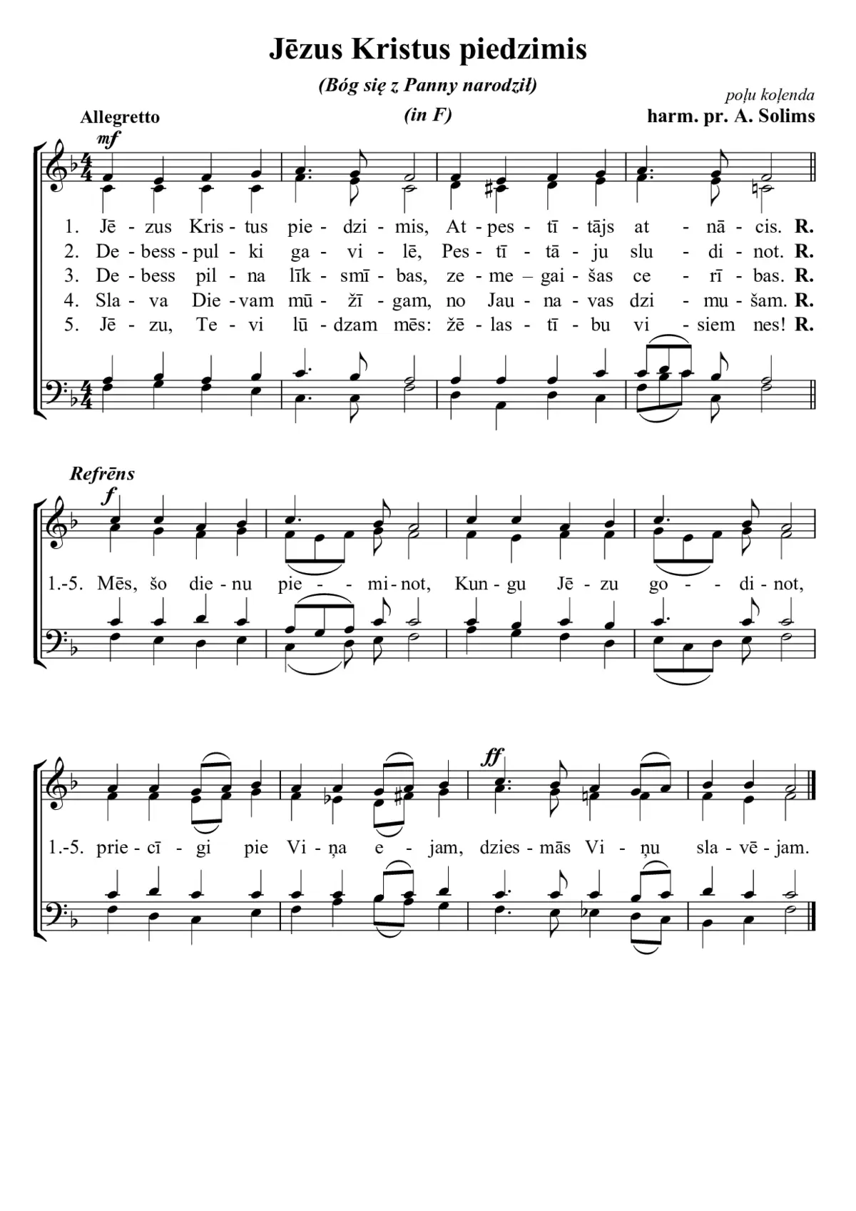 Jēzus Kristus piedzimis (Bóg się z Panny narodził) (Andris Solims (harm.)) - Page 1