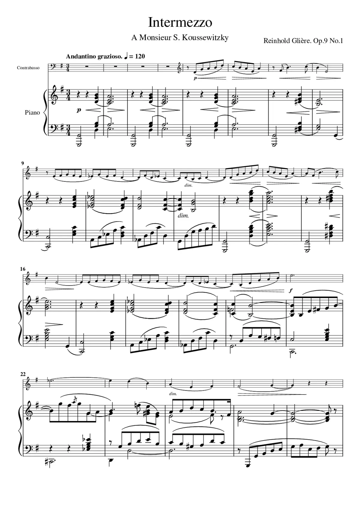2 Morceaux pour contrebasse et piano Op.9 - Page 1
