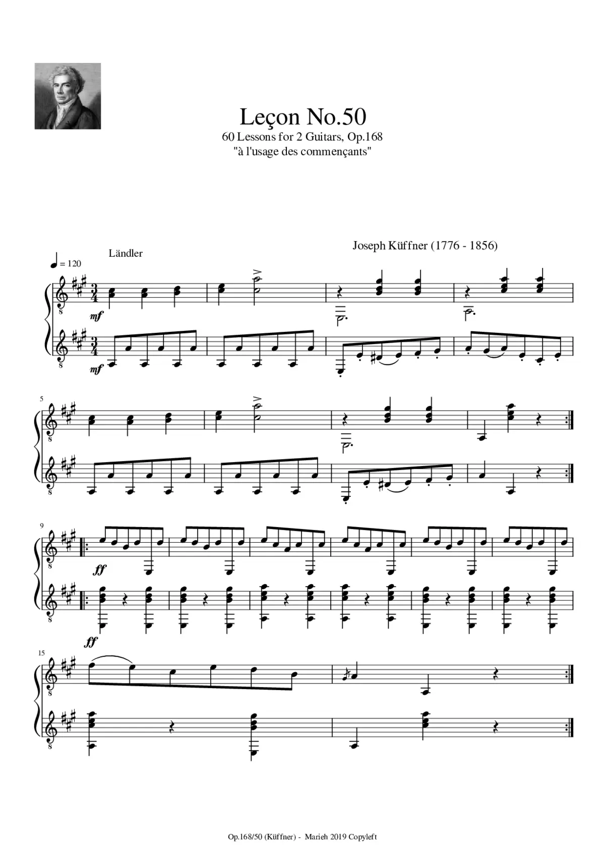 60 Lessons for 2 Guitars Op.168 - Page 1