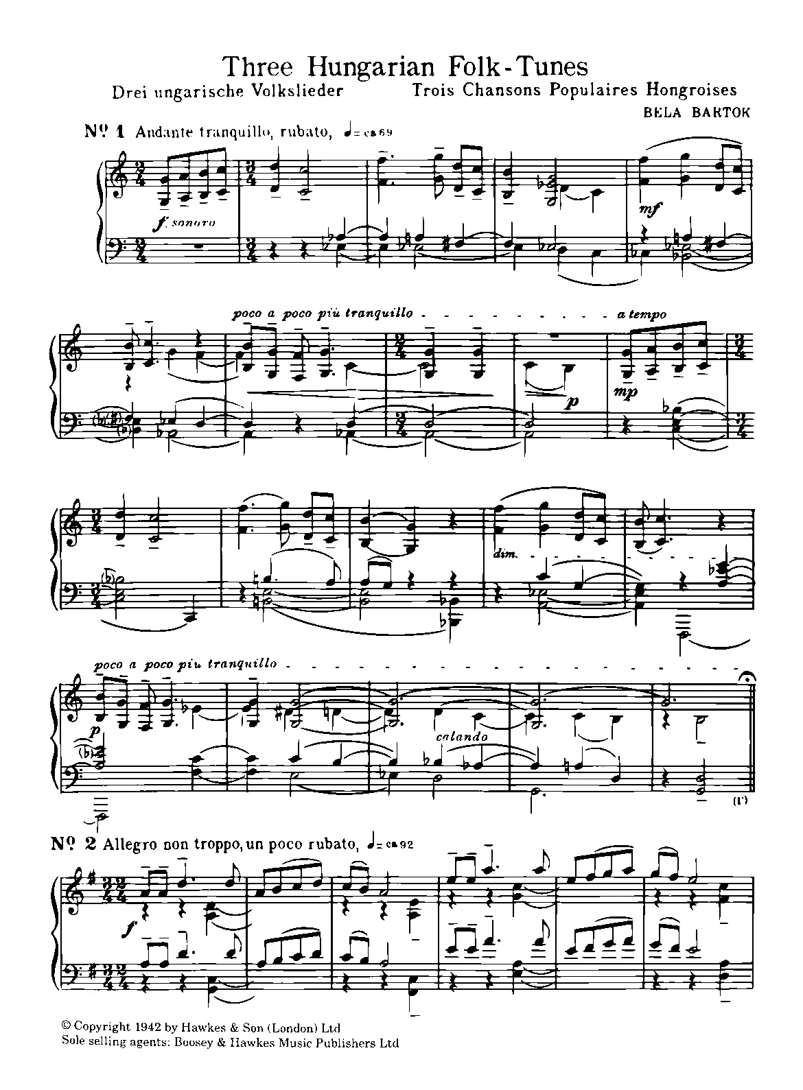 3 Magyar népdal - Page 1