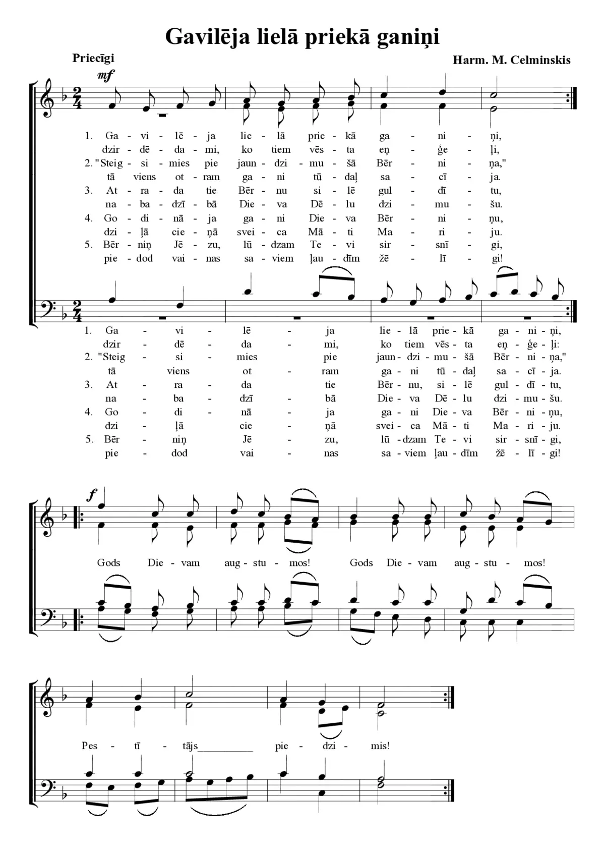 Gavilēja lielā priekā ganiņi (Przybieżeli do Betlejem) - Page 1