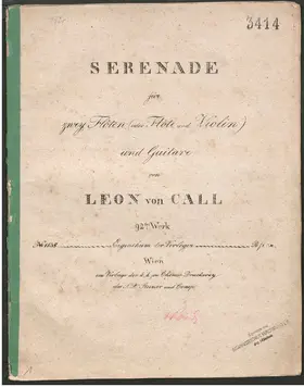 Serenade für zwey Flöten (oder Flöte und Violin) und Guitare