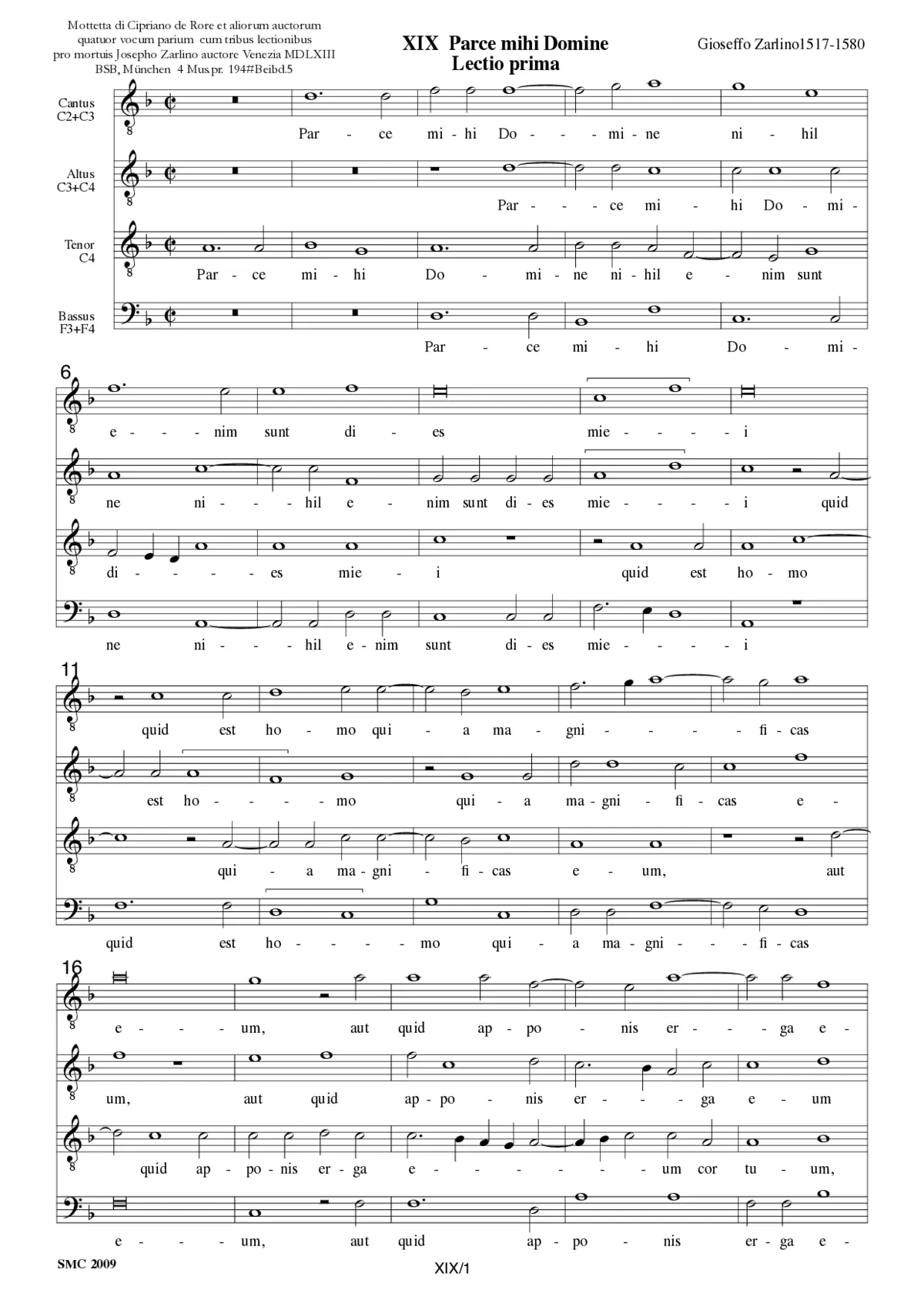 Lectio pro defunctis: Parce mihi Domine, Ecce iam venit - Page 1
