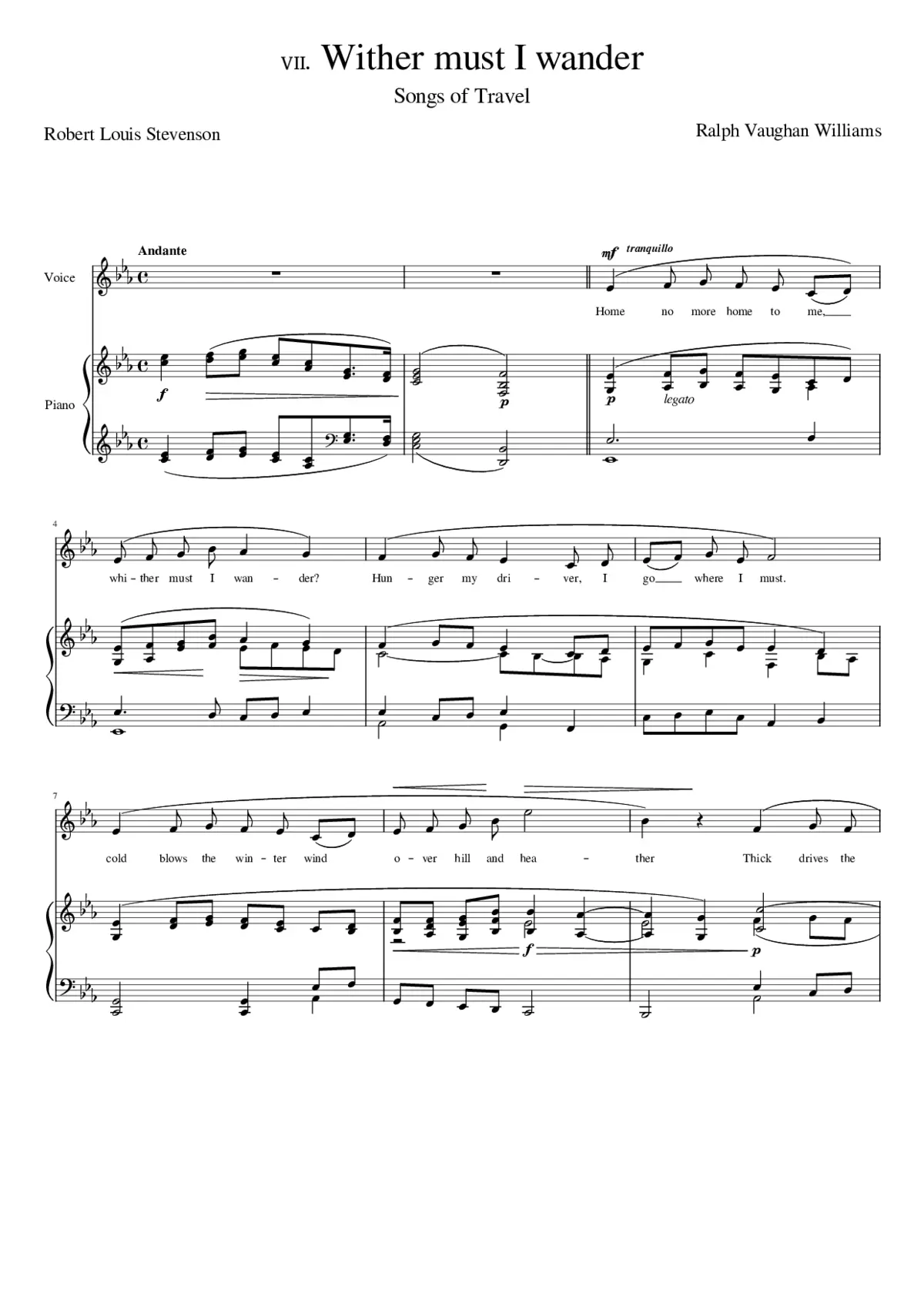 Songs of Travel 7 Wither must I wander - Page 1