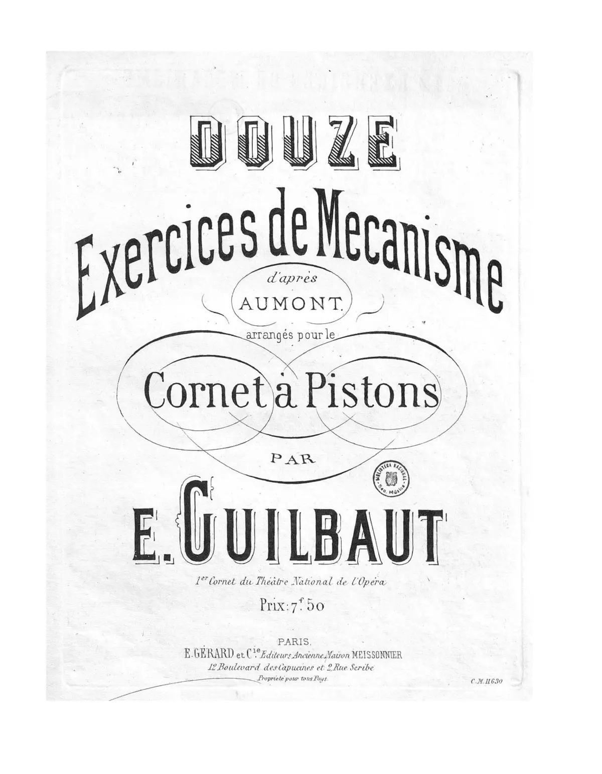 Douze exercices de mécanisme d'après Aumont - Page 1