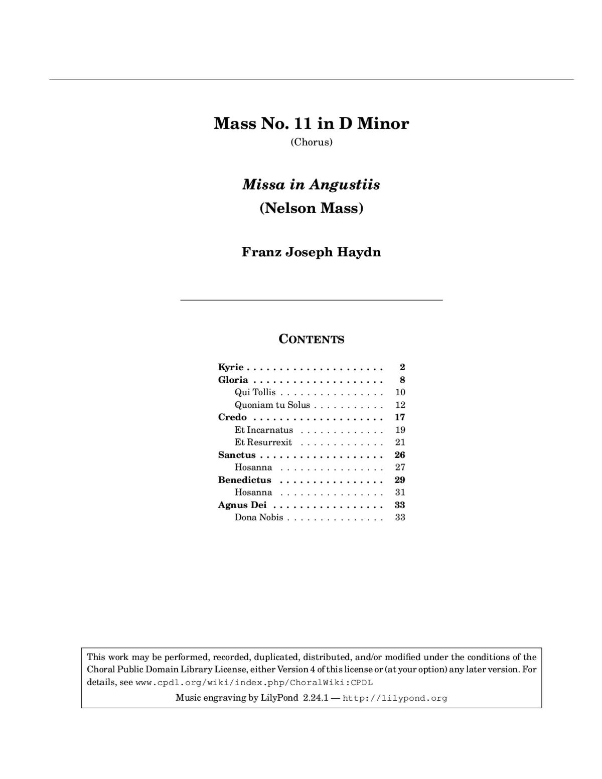 Lord Nelson Mass (Mass no. 11 in D minor) - Page 1