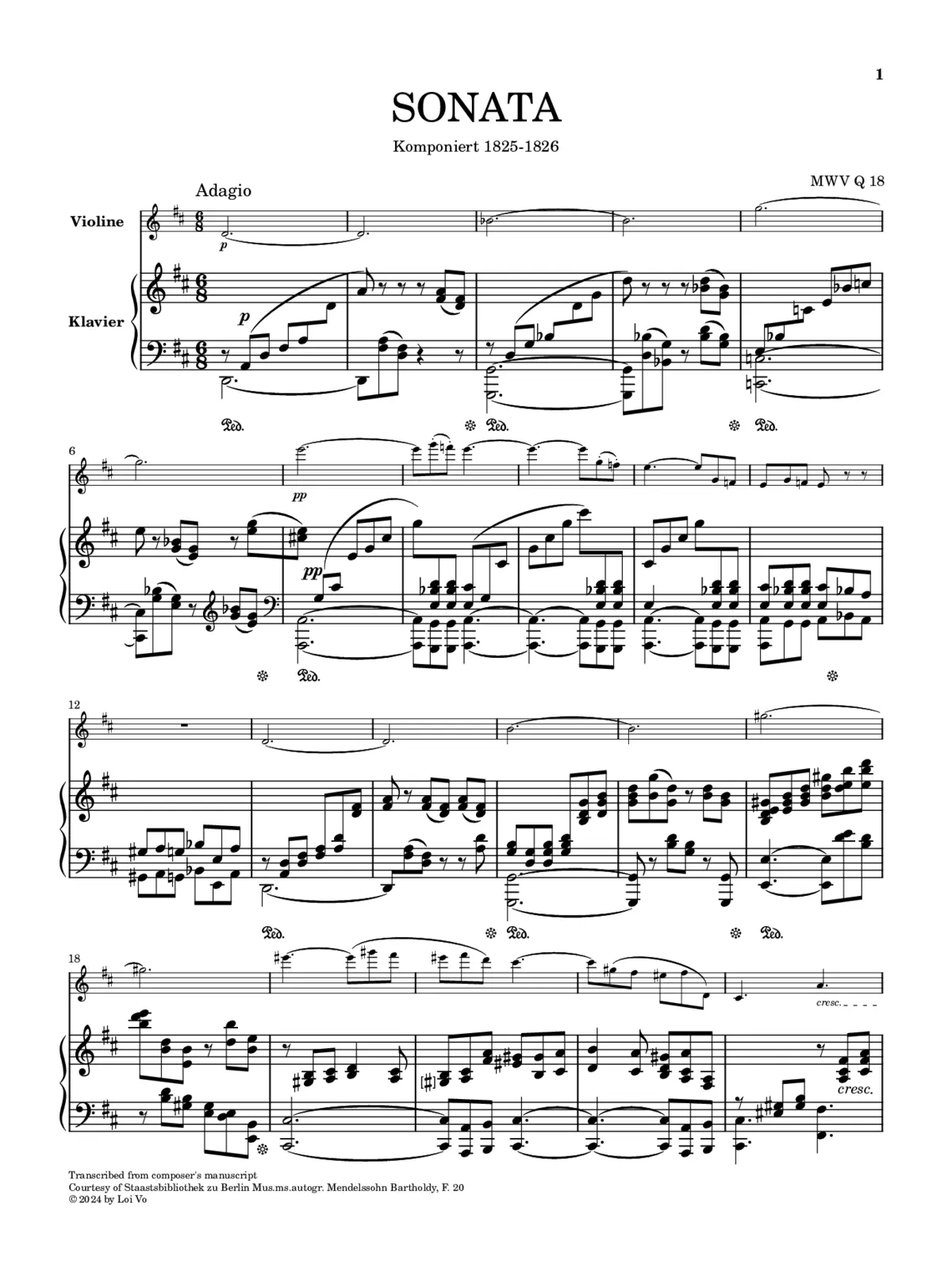 Violin Sonata in D major/D minor - Page 1