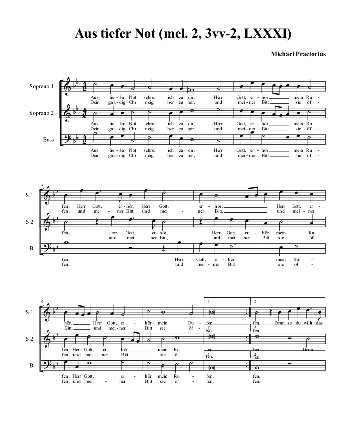 Aus tiefer Not schrei ich zu dir(2) 3vv-2 - Page 1