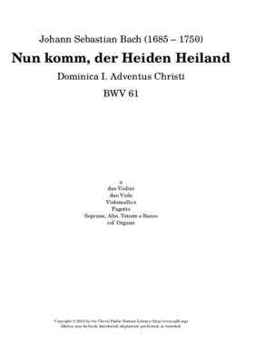 Nun komm, der Heiden Heiland, BWV 61