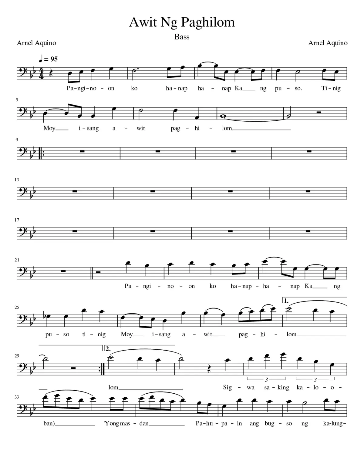 Awit Ng Paghilom Bass - Page 1