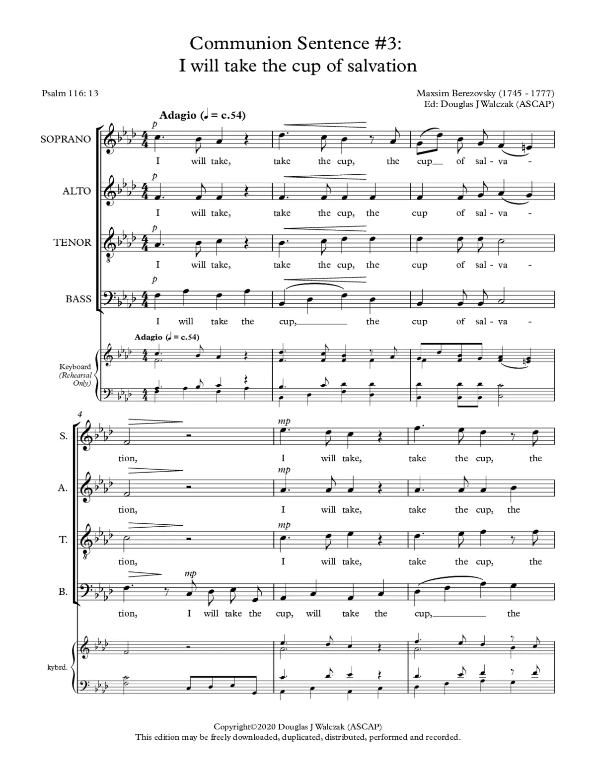 Communion Sentence No. 3 I will take the cup of salvation - Page 1
