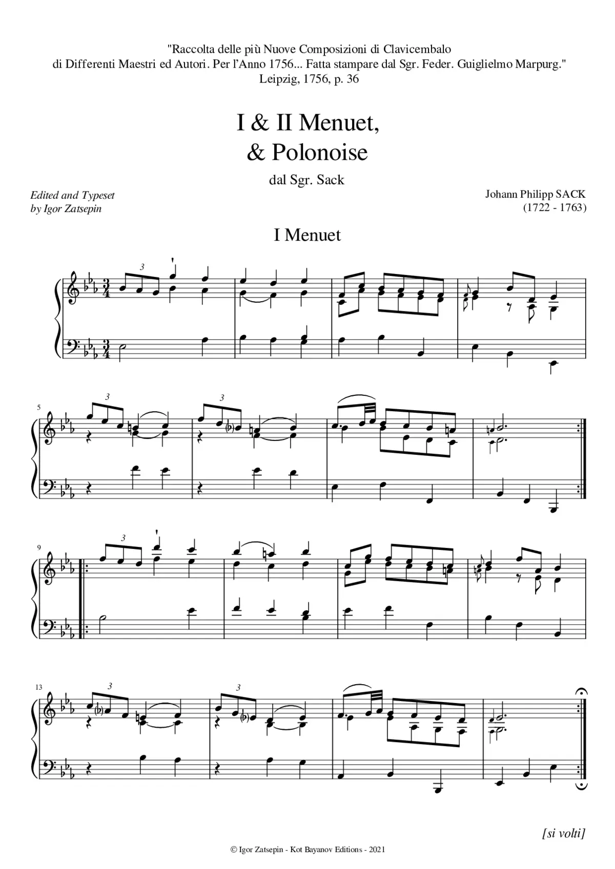 Menuets I & II, & Polonoise in E-flat major - Page 1