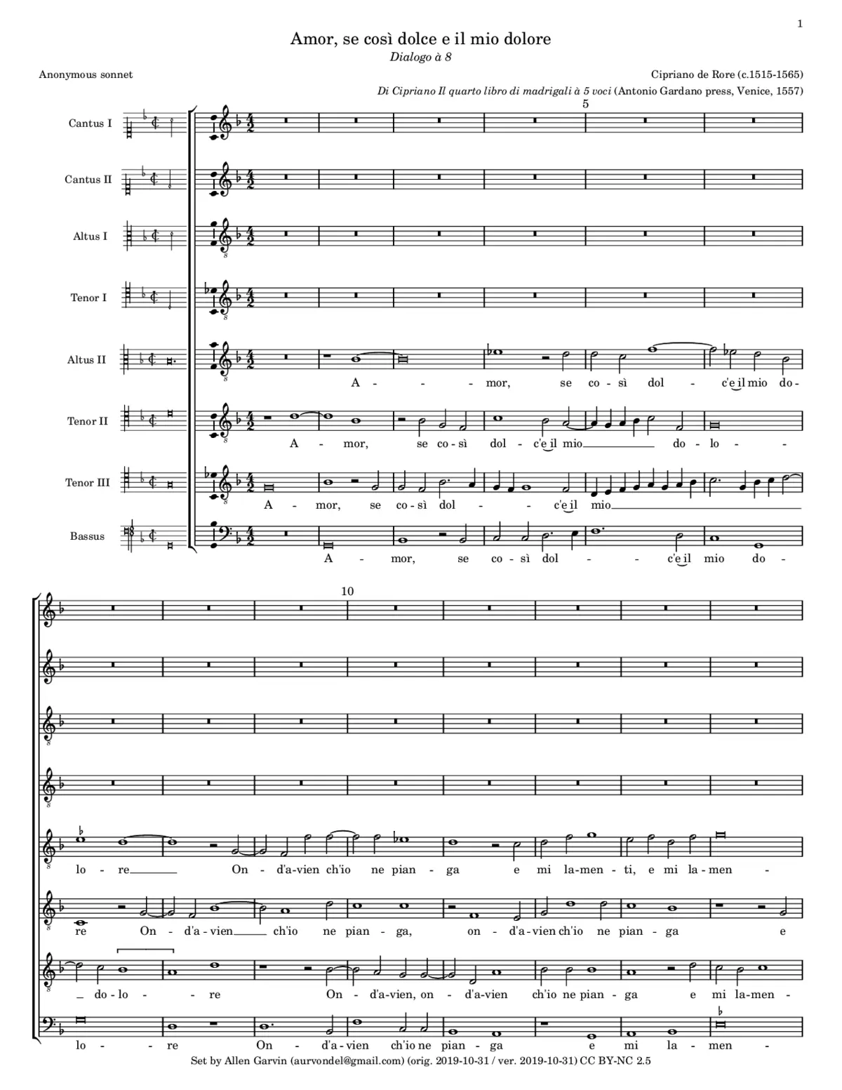 Amor, se cosi dolce e il mio dolore - Page 1