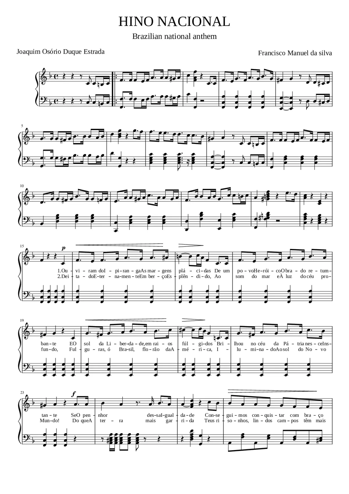 Hino Nacional Brasileiro - Page 1