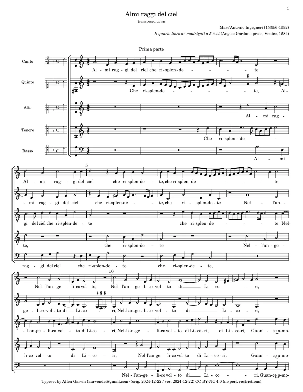 Almi raggi del ciel - Page 1