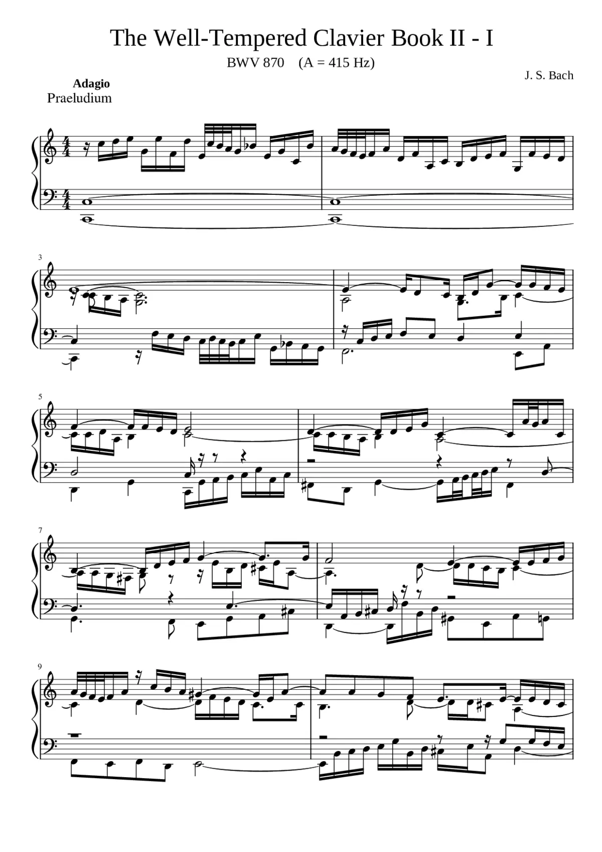 Prelude and Fugue in C major BWV 870 - Page 1