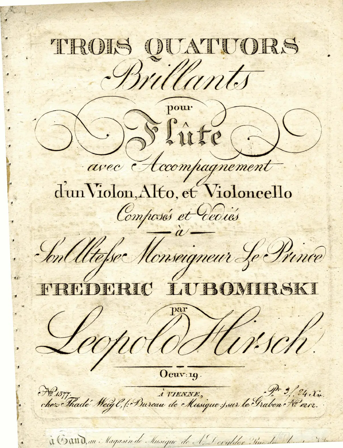 3 Quatuors brillants for Flute, Violin, Viola &amp; Cello - Page 1