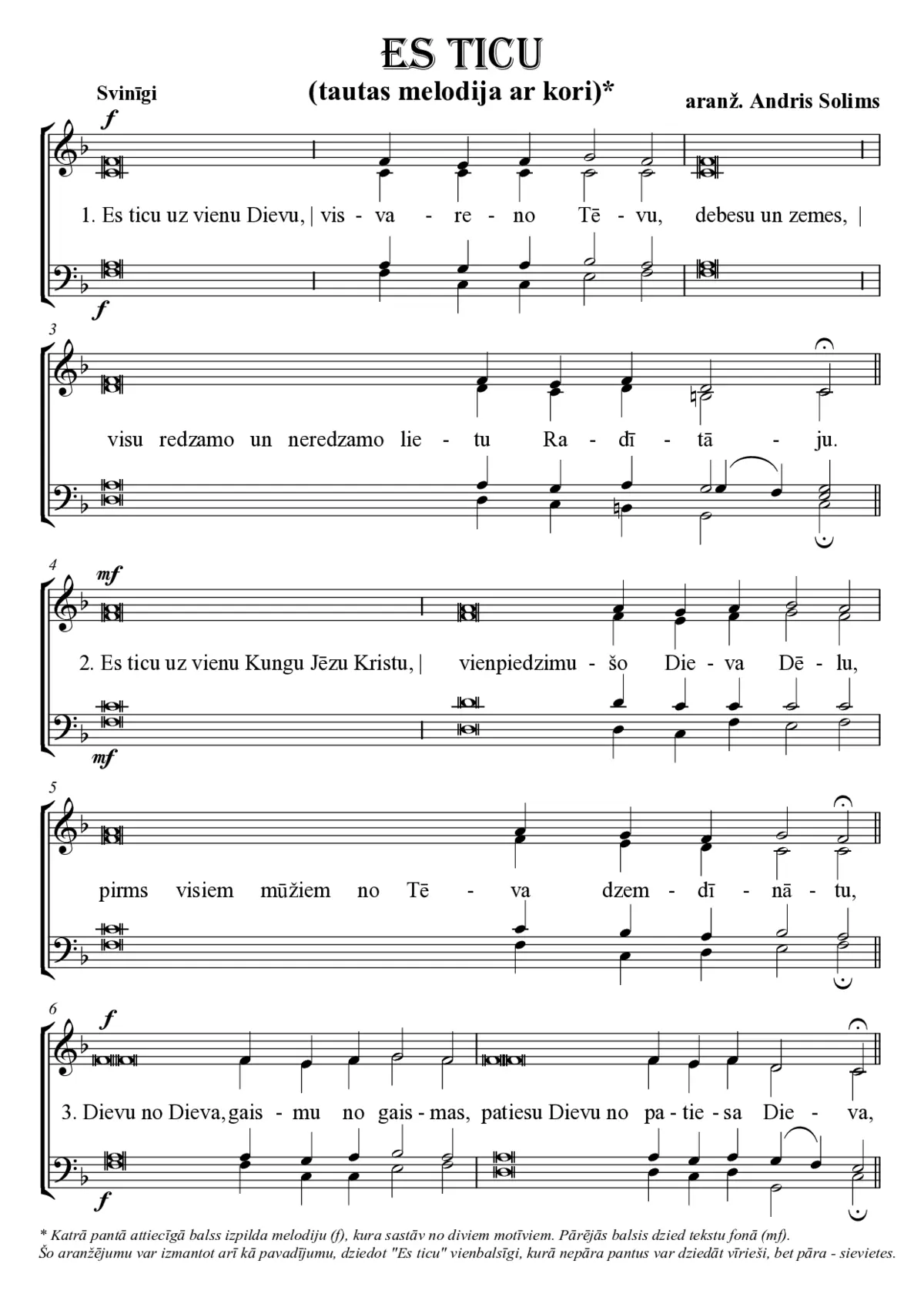 Es ticu (Andris Solims (arr.)) - Page 1
