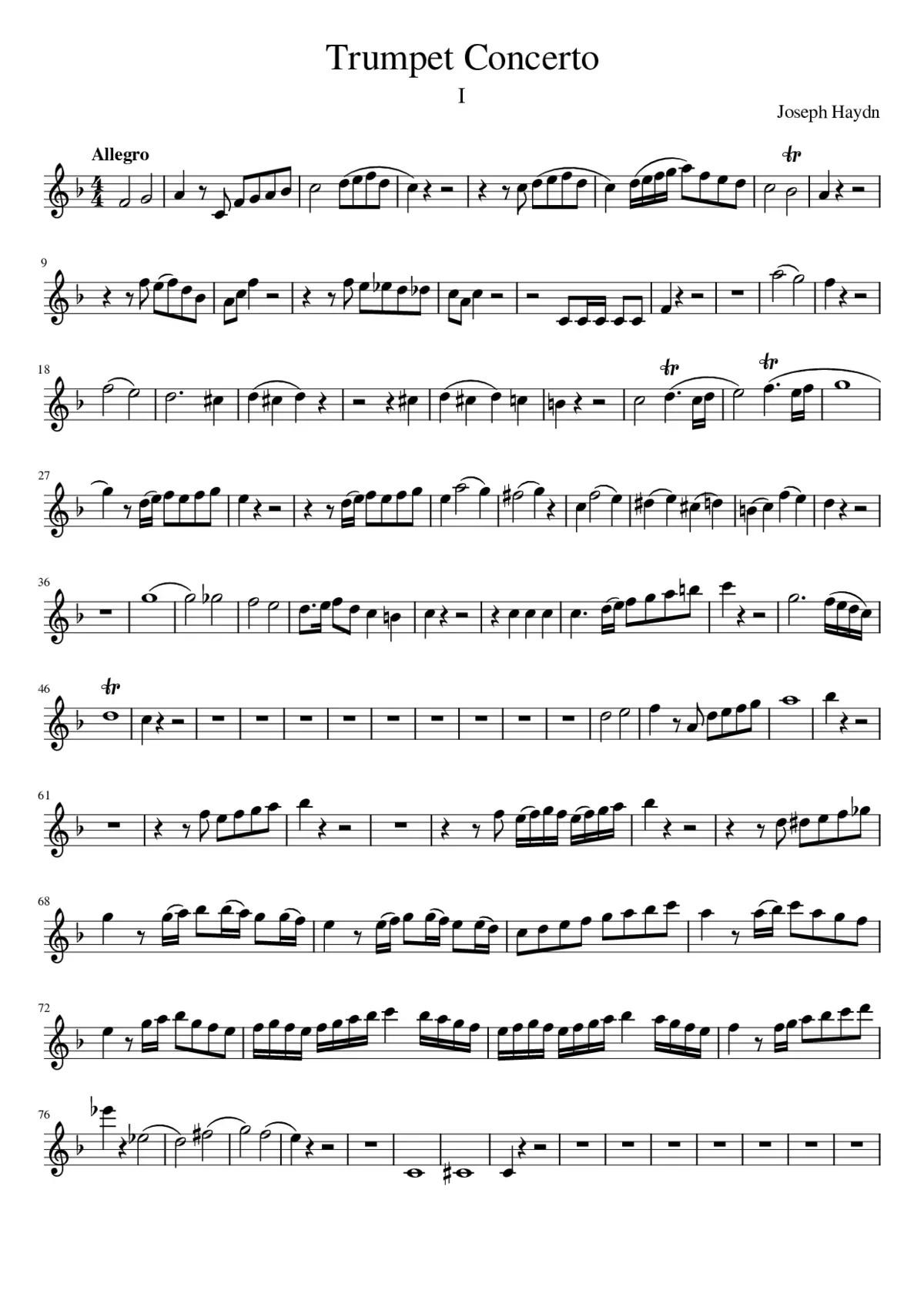 Trumpet Concerto in E-flat major Hob.VIIe:1 - Page 1