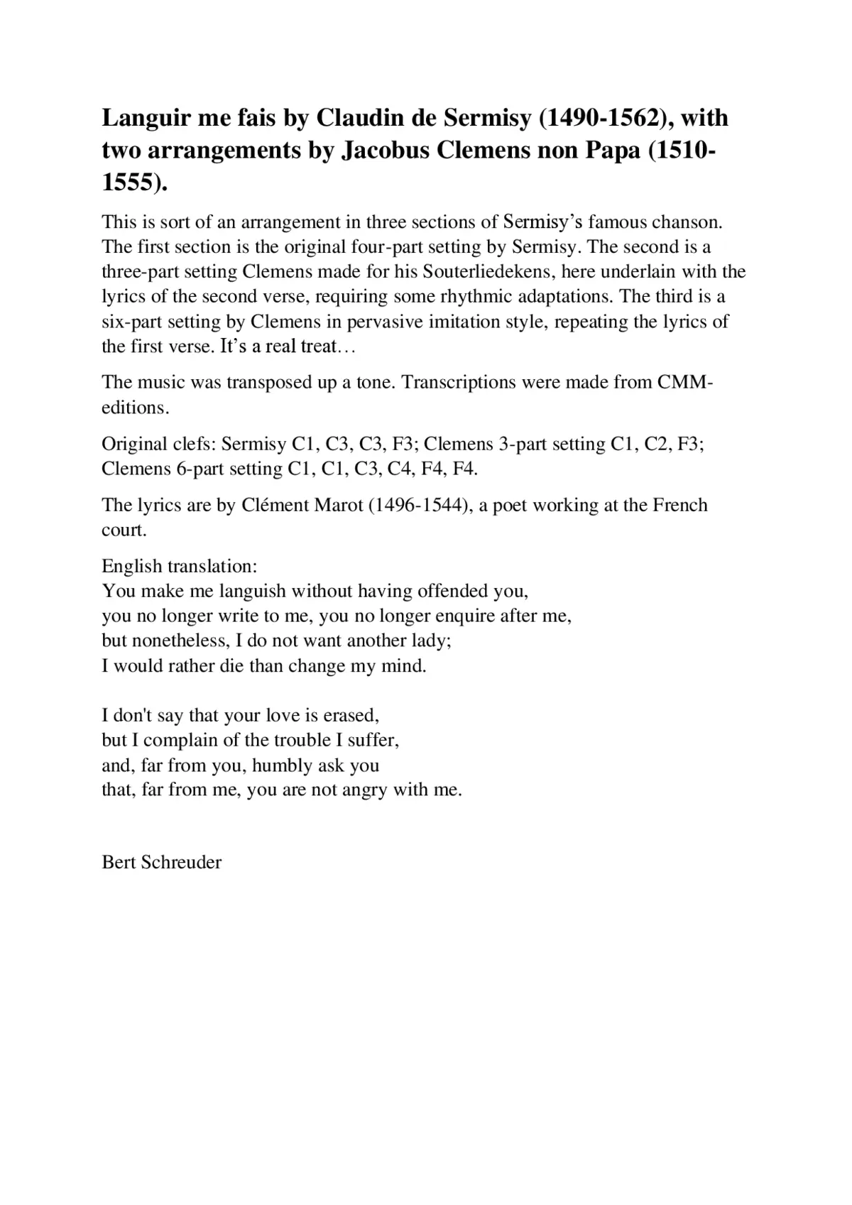 Languir me fais - Page 1