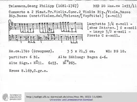 Concerto for 2 Flutes and Violin in E minor