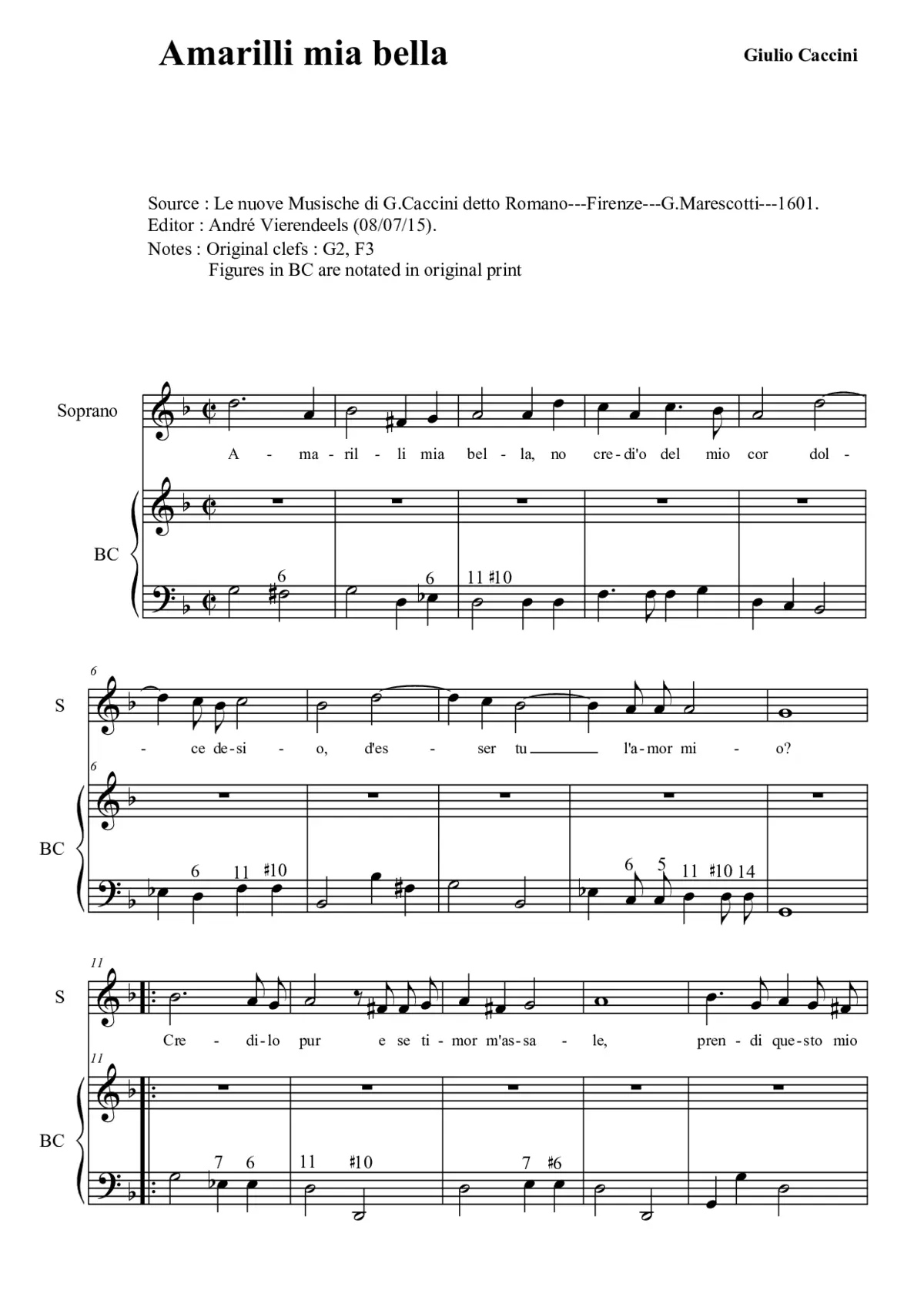 Amarilli, mia bella - Page 1