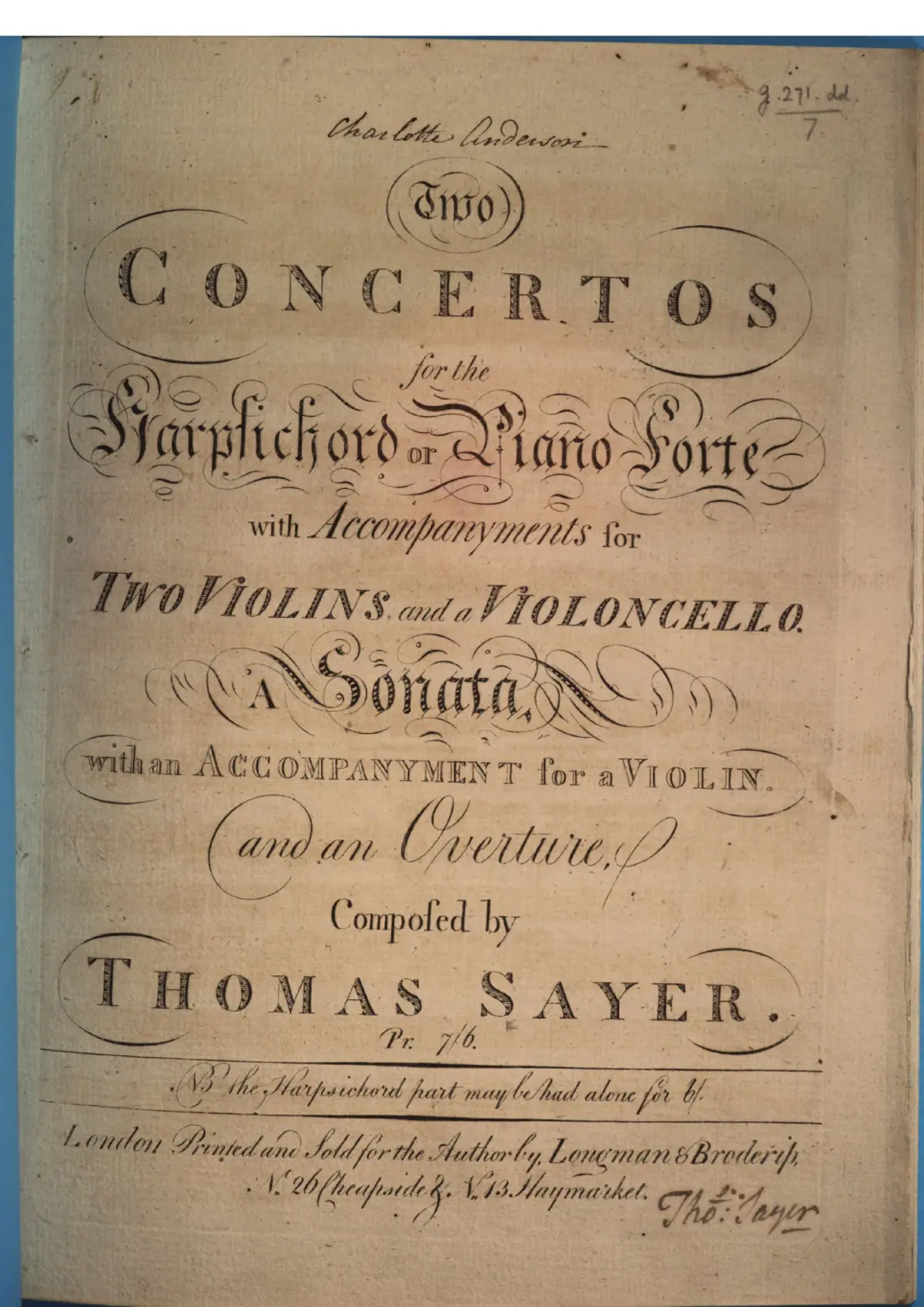 2 Keyboard Concertos, a Sonata and an Overture - Page 1