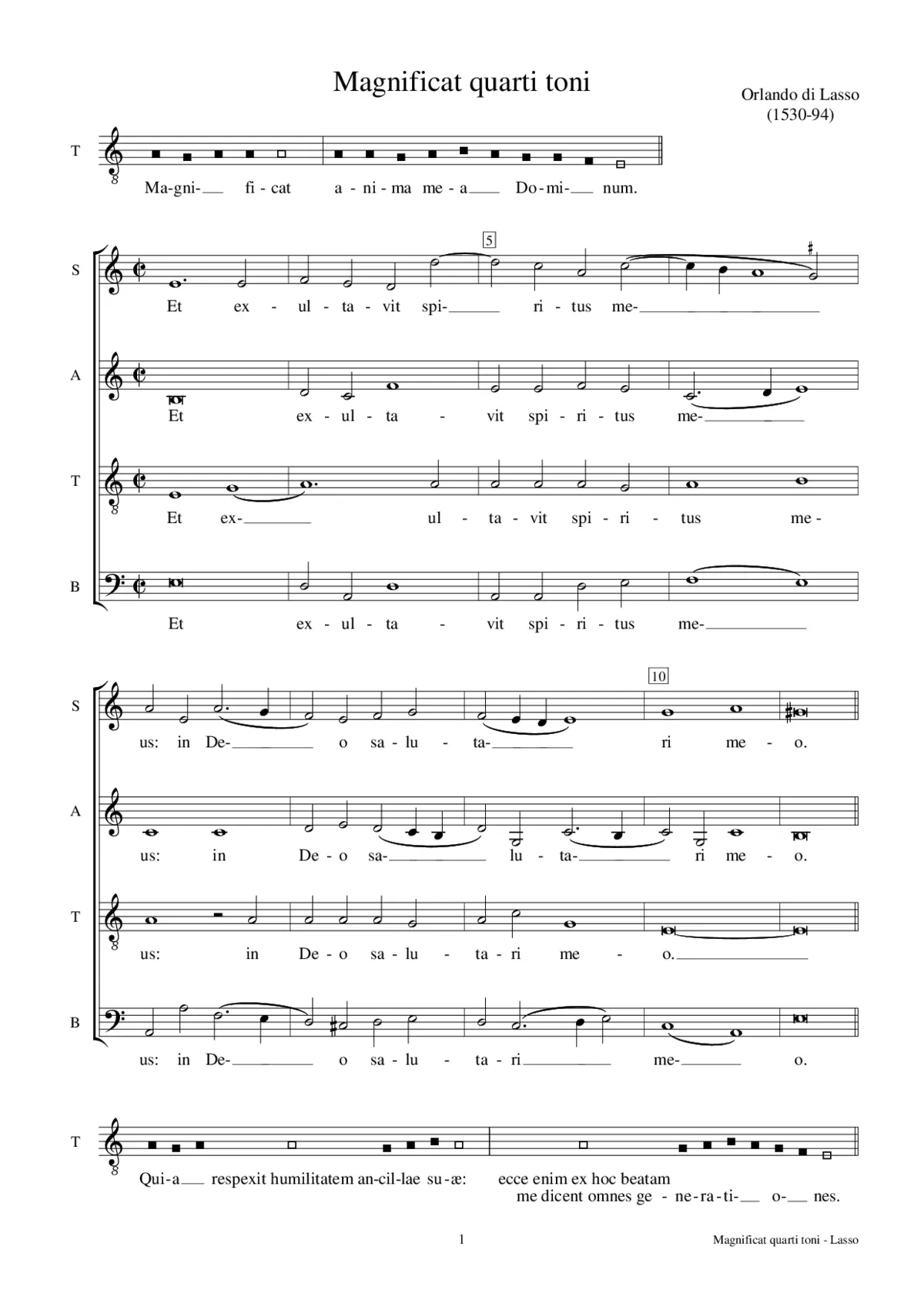 Magnificat quarti toni a 4 - Page 1