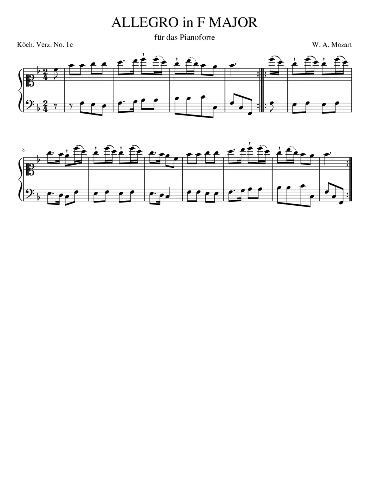 Allegro in F major K.1c - Page 1
