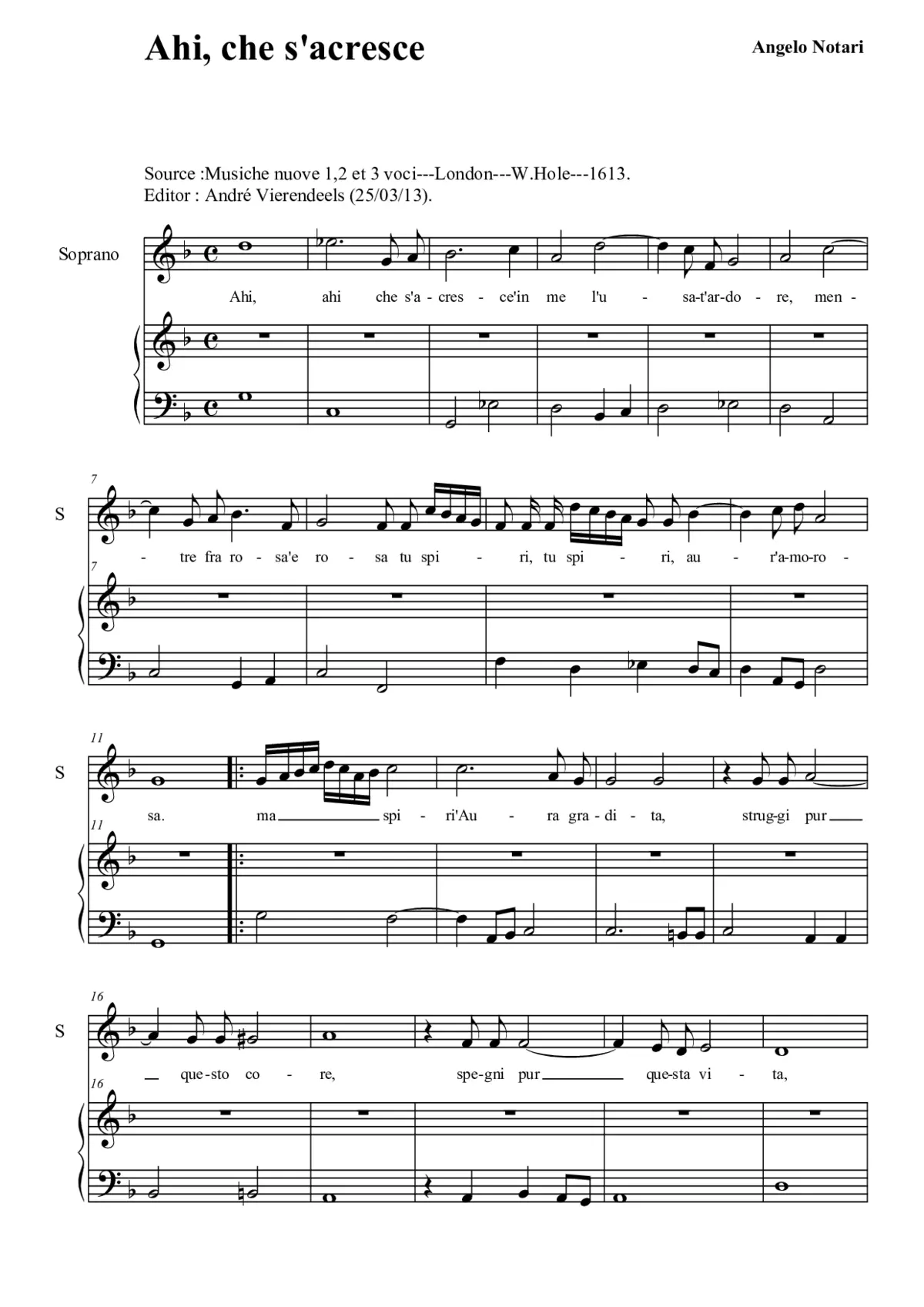 Ahi, che s'acresce - Page 1