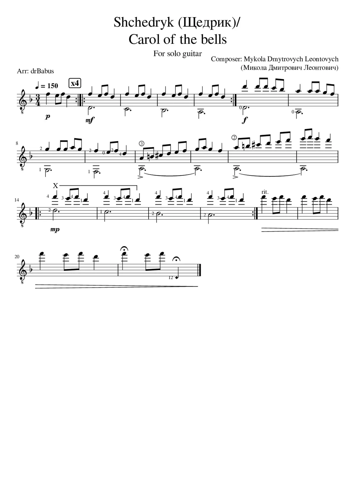 mykola leontovych - shchedryk - Page 1