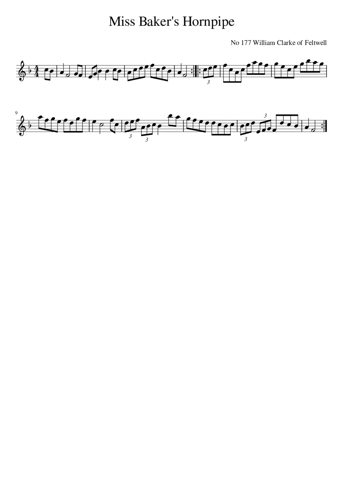 Miss Baker's Hornpipe - Page 1