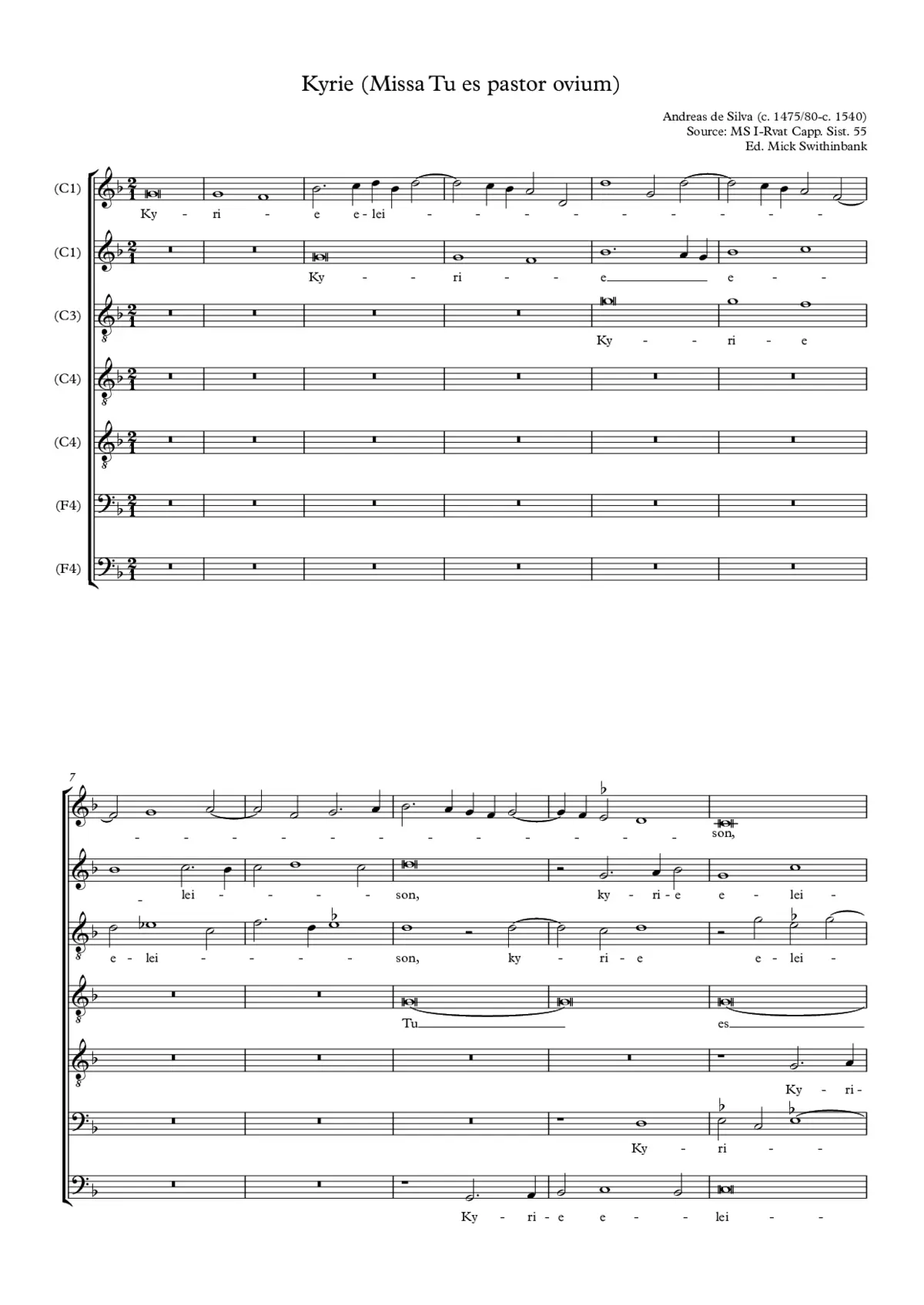 Missa Tu es pastor ovium - Page 1