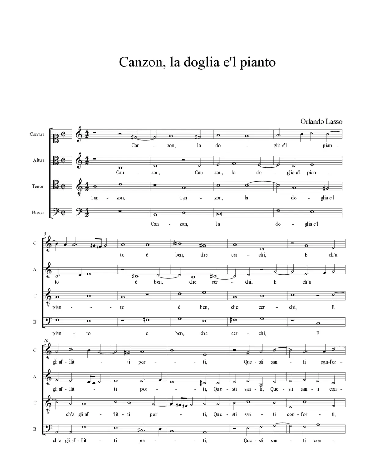 Canzon la doglia e'l pianto - Page 1