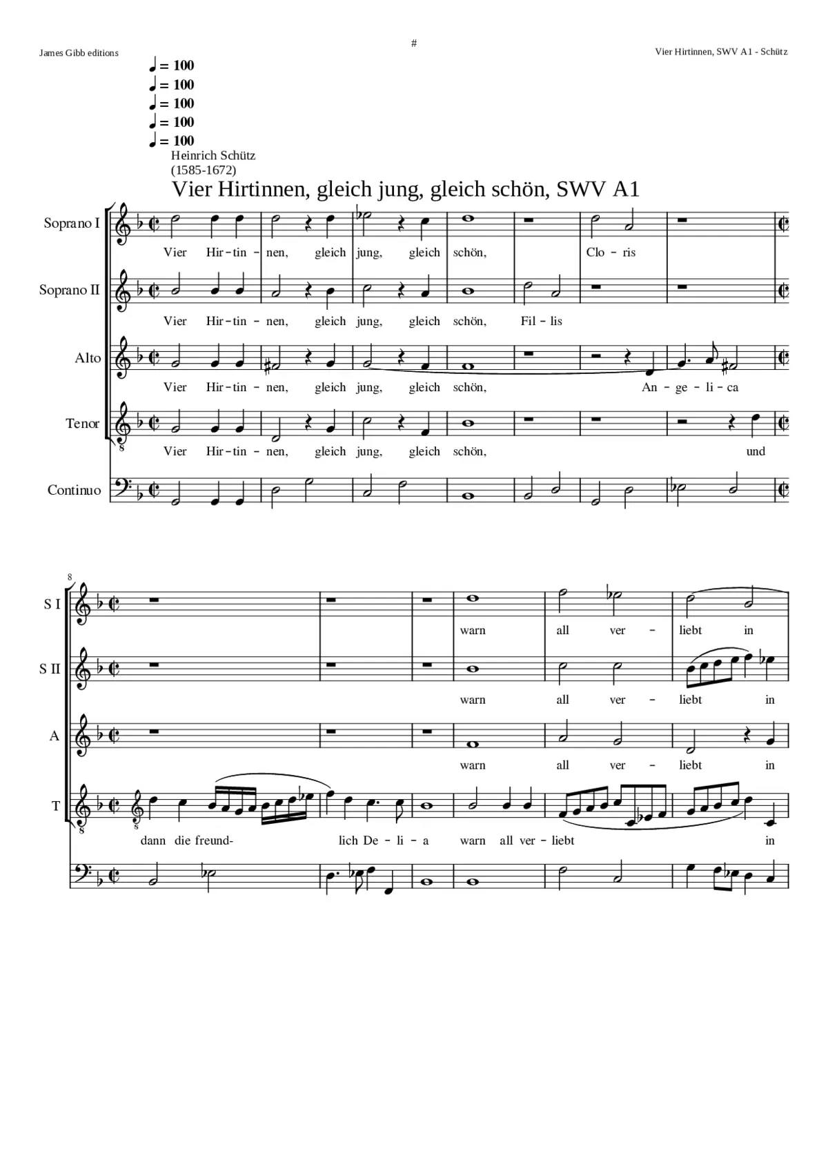 Vier Hirtinnen gleich jung SWV A1 - Page 1