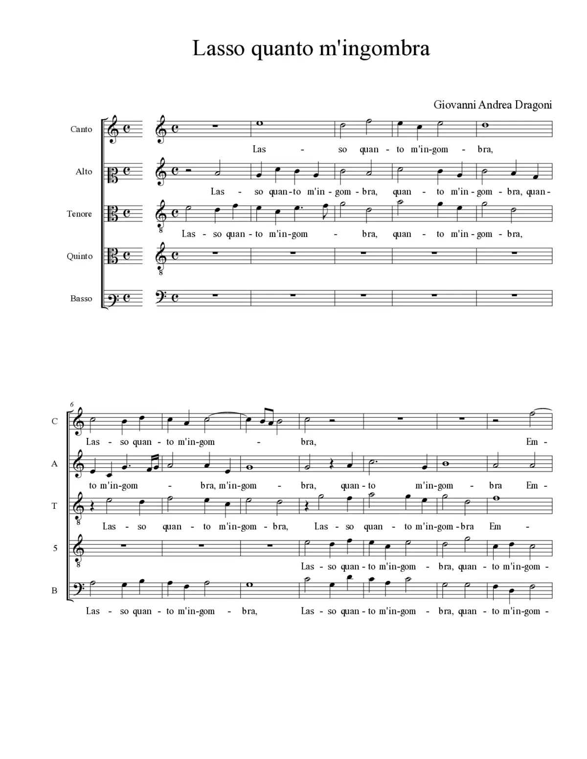 Lasso quanto m'ingombra - Page 1