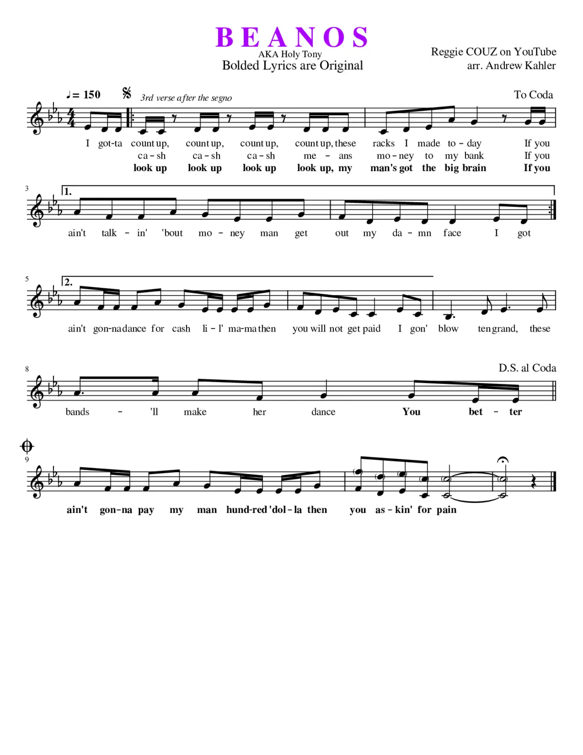 Beanos Theme (Holy Tony) - Page 1