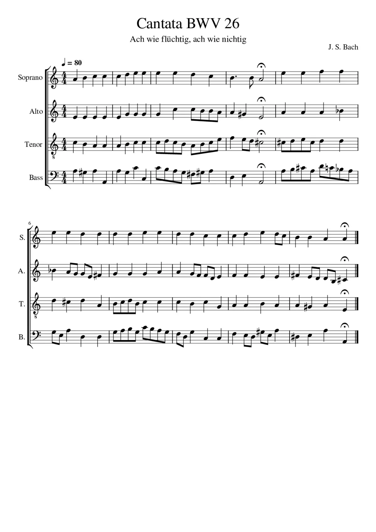 Ach wie flüchtig ach wie nichtig BWV 26 - Page 1