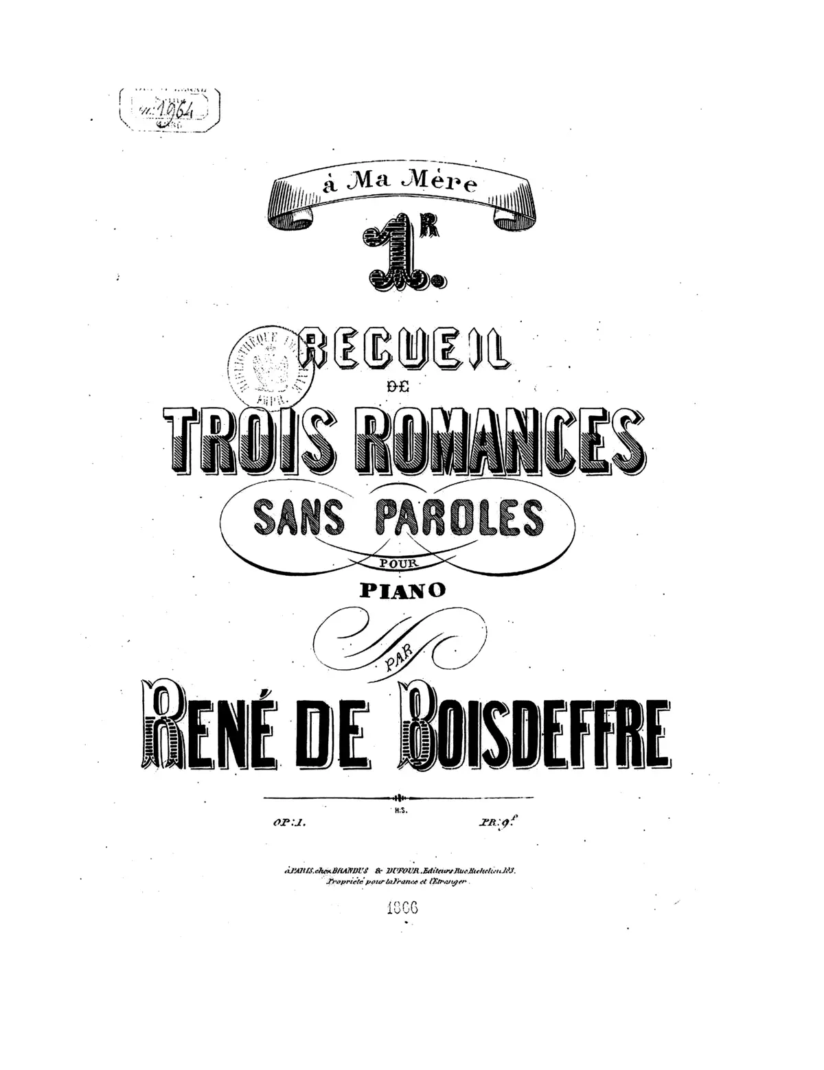 Trois romances sans paroles, 1er recueil - Page 1