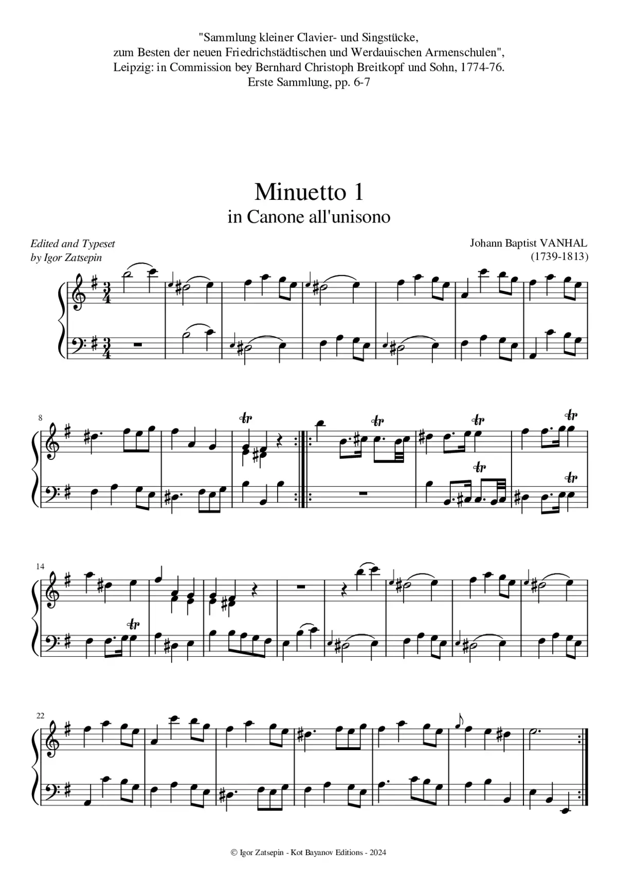 2 Menuets in E minor/G major - Page 1