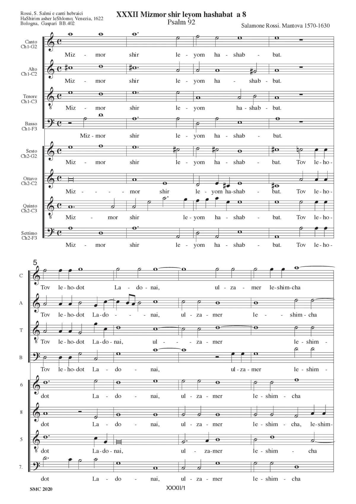 Mizmor shir leyom hashabat - Page 1