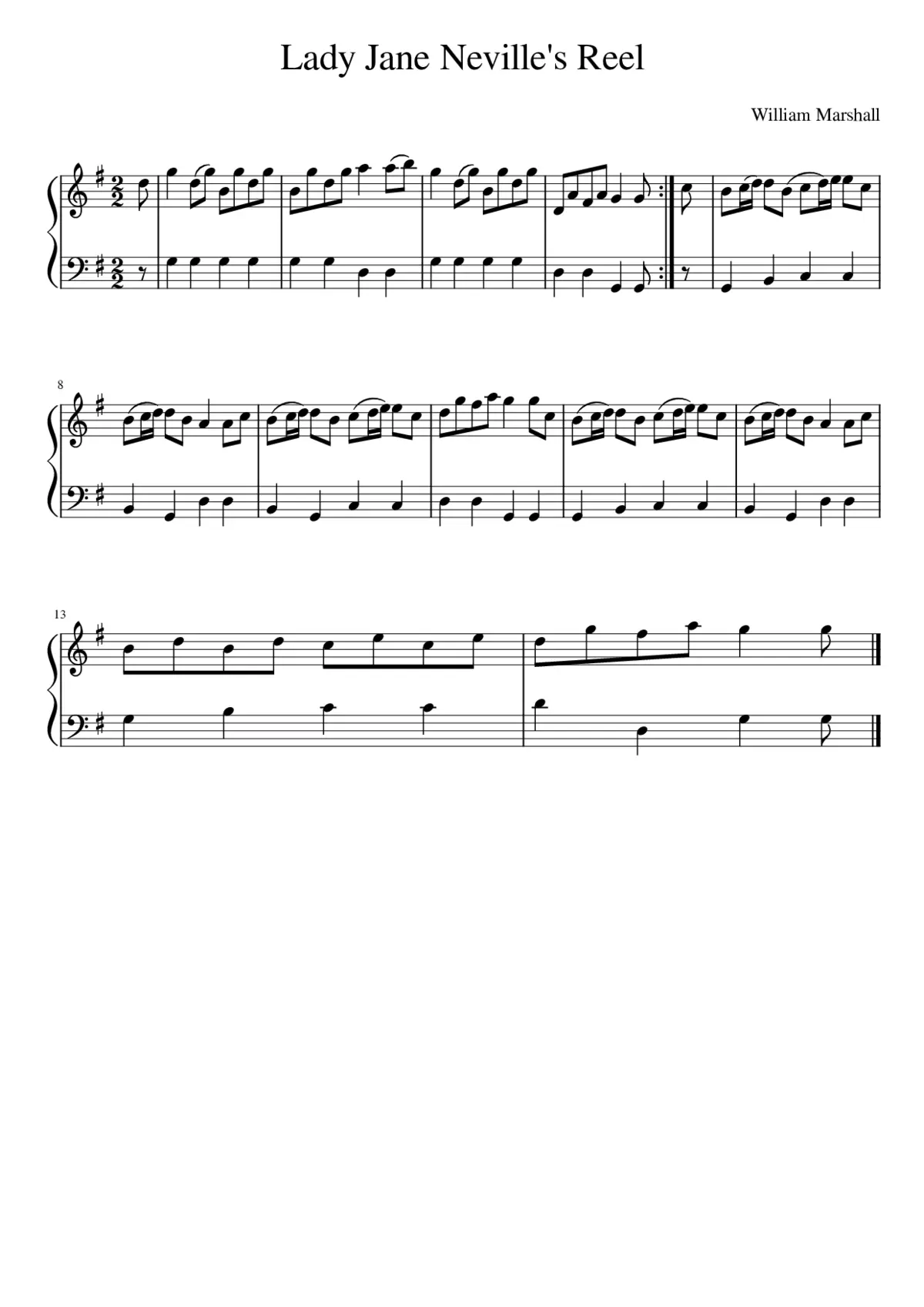 Lady Jane Neville's Reel - Page 1