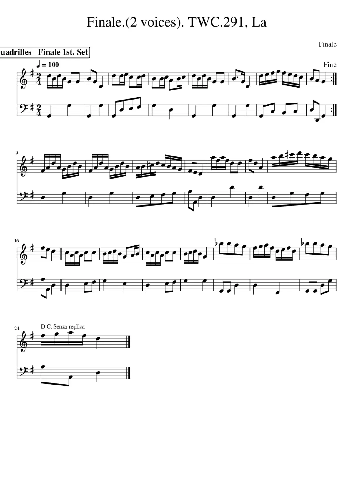 Finale.(2 voices). TWC.291 La - Page 1