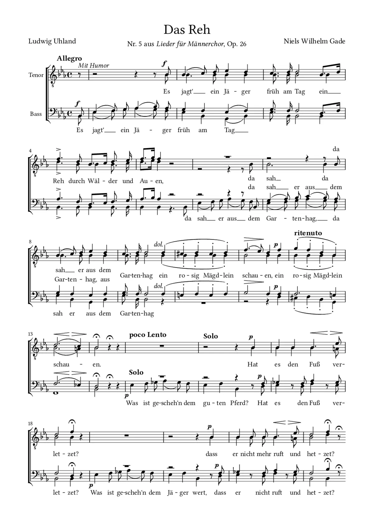 Das Reh, Op. 26, No. 5 - Page 1